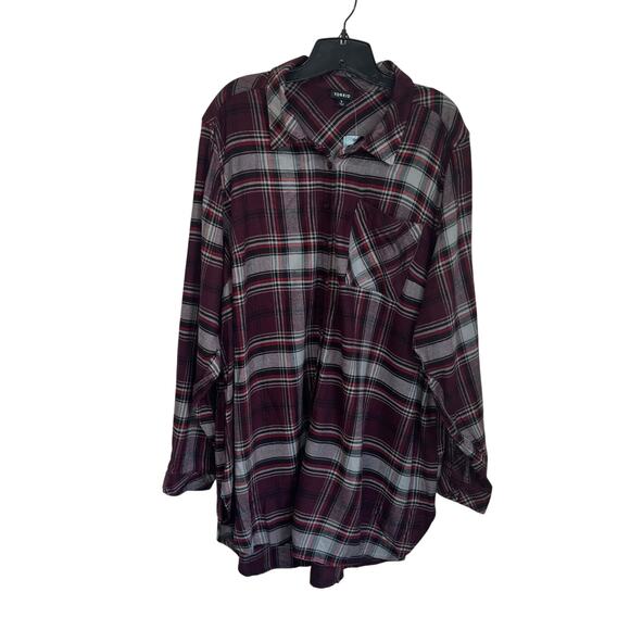 Torrid Lizzie Brushed Burgundy Plaid Long Sleeve Tunic Top 3X NWT - Picture 2 of 11